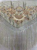 Pico seda fleco a mano -Beige- 1,45x 55 |Modelo 14