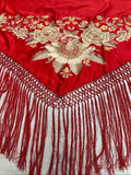 Pico seda fleco a mano -Rojo- 1,45x 55 |Modelo 16