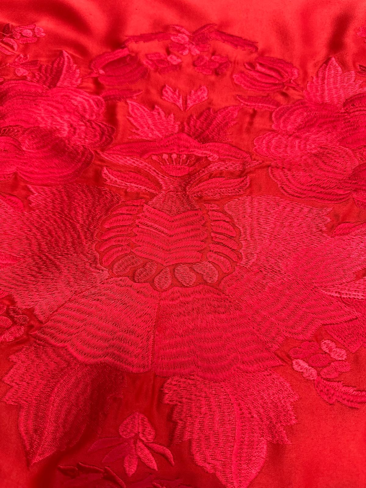 Pico seda fleco a mano -Rojo- 1,45x 55 |Modelo 17