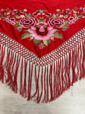 Pico seda fleco a mano -Rojo- 1,45x 55 |Modelo 18