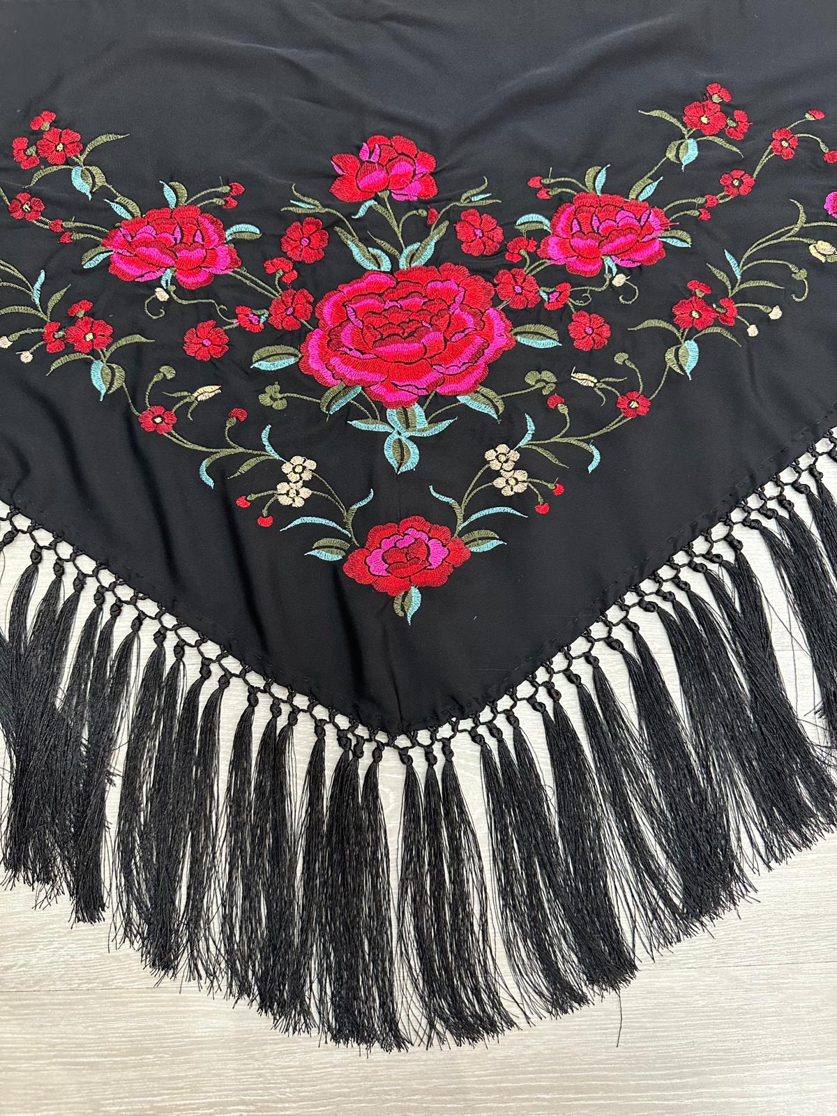 Pico crepé fleco a mano-negro-1,45x 50 |Modelo 20