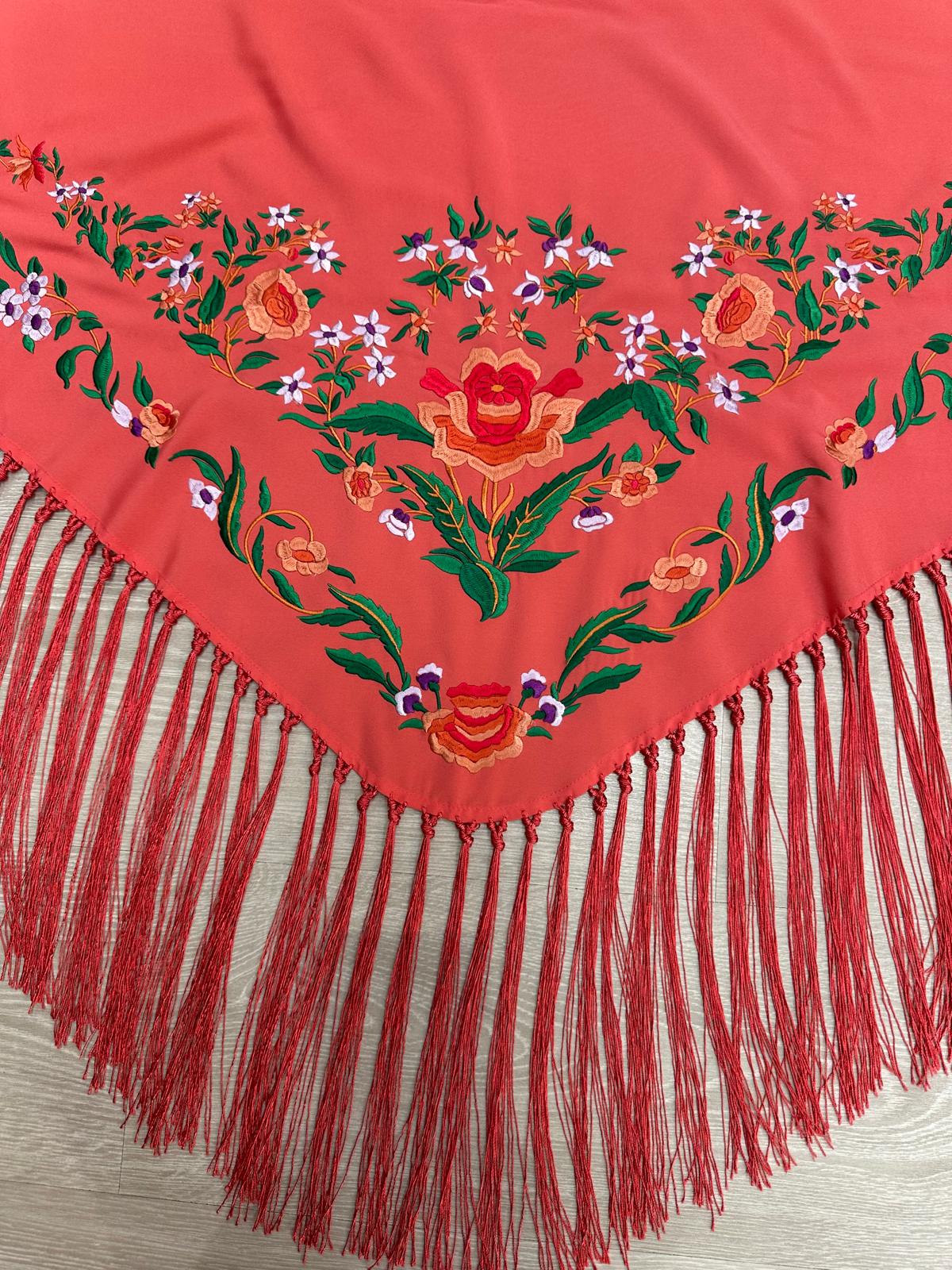 Pico crepé fleco a mano-Coral-1,50x 53 |Modelo 29