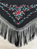 Pico crepé fleco a mano-Negro-135x 75 |Modelo 31
