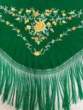 Pico crepé fleco a mano-Verde hierba-135x 75 |Modelo 33