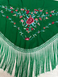 Pico crepé fleco a mano-Verde Oliva-135x 75 |Modelo 34