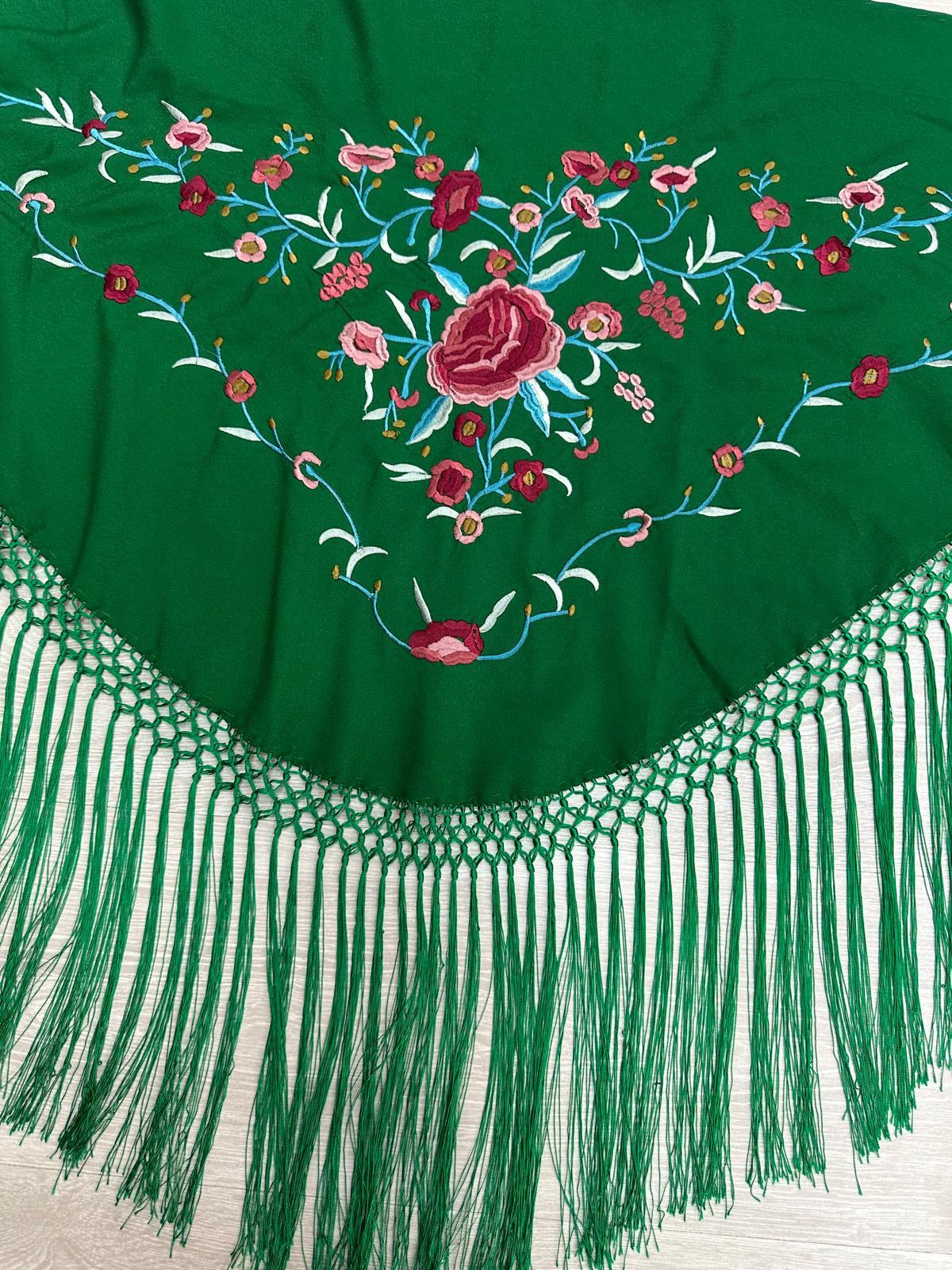 Pico crepé fleco a mano-Verde Oliva-135x 75 |Modelo 34