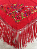Pico crepé fleco a mano-Rojo-1,35x 90 |Modelo 37