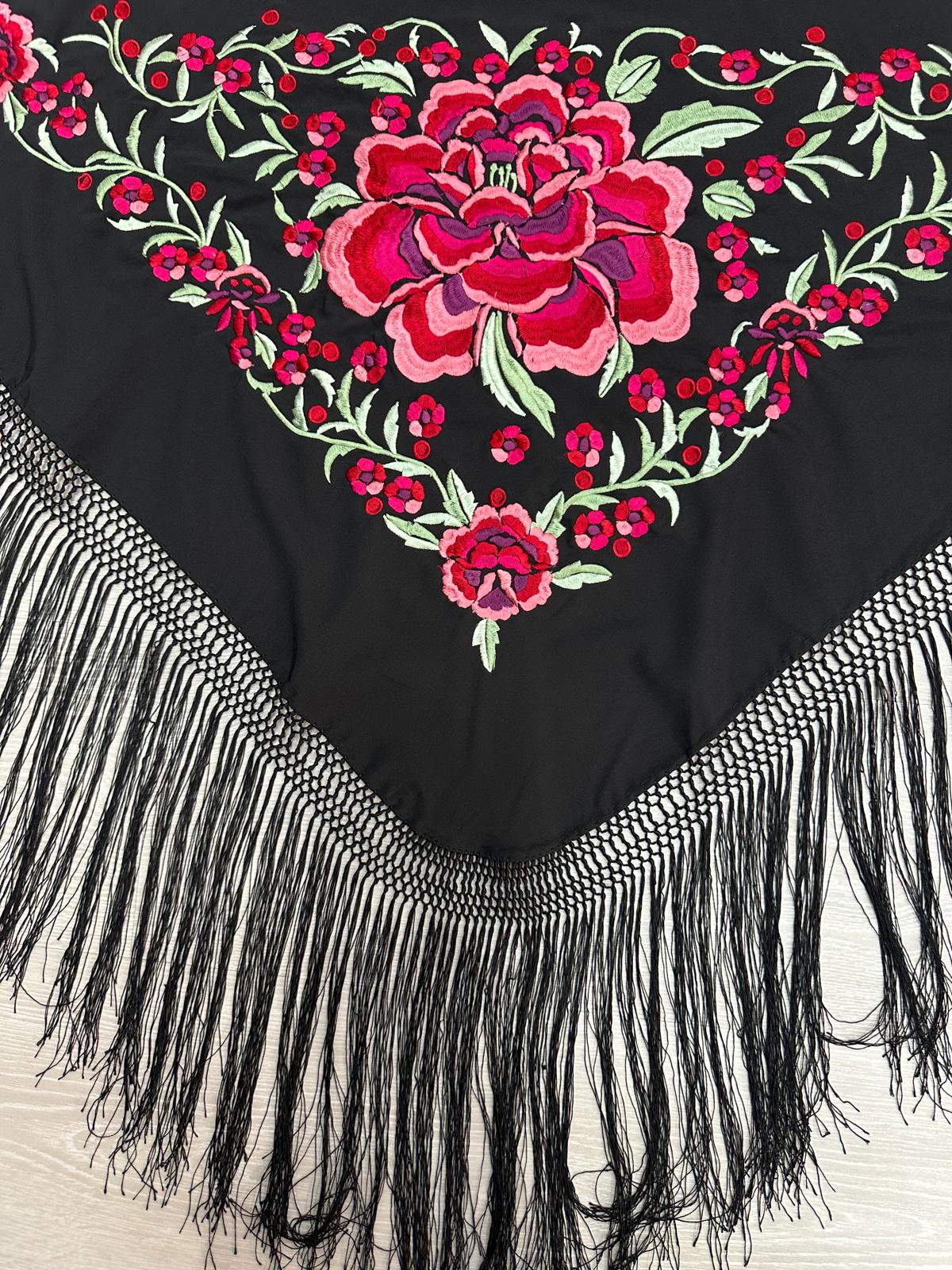 Pico crepé fleco a mano-Rojo-1,35x 75 |Modelo 41