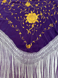 Pico seda bordado a mano-Morado-1,80x 70 |Modelo 49
