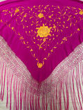 Pico seda bordado a mano-Fucsia-1,80x 70 |Modelo 50
