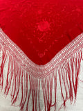 Pico seda bordado a mano-Rojo-1,80x 70 |Modelo 56