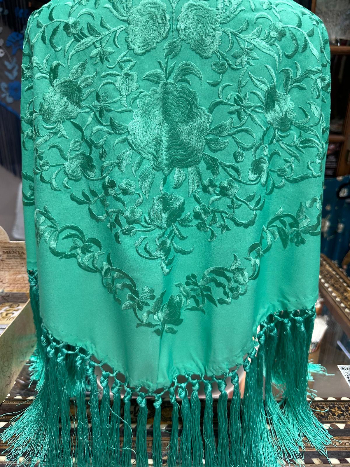 Pico crepé fleco a mano-Verde agua-1,50x 50 |Modelo 68