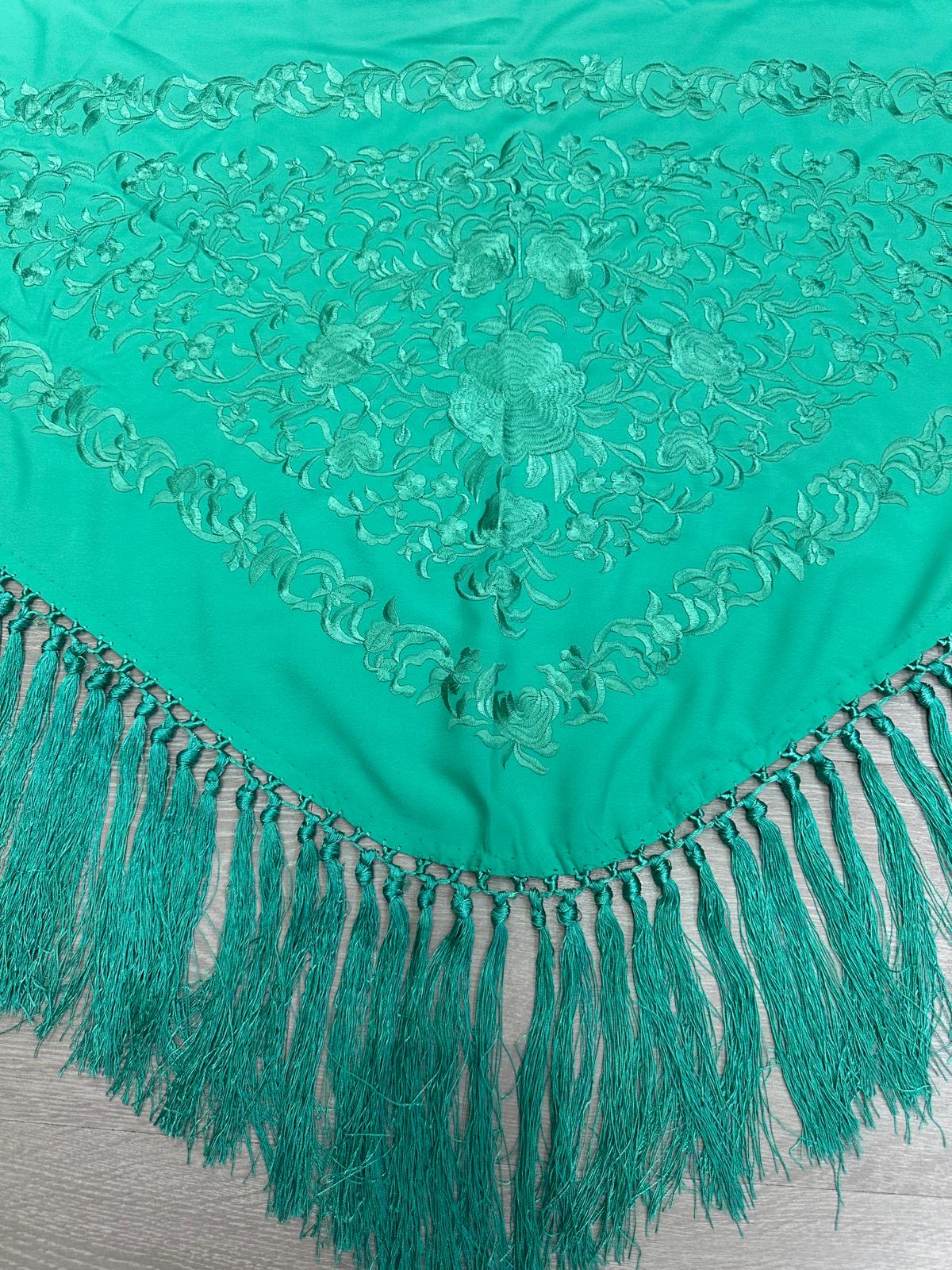 Pico crepé fleco a mano-Verde agua-1,50x 50 |Modelo 68