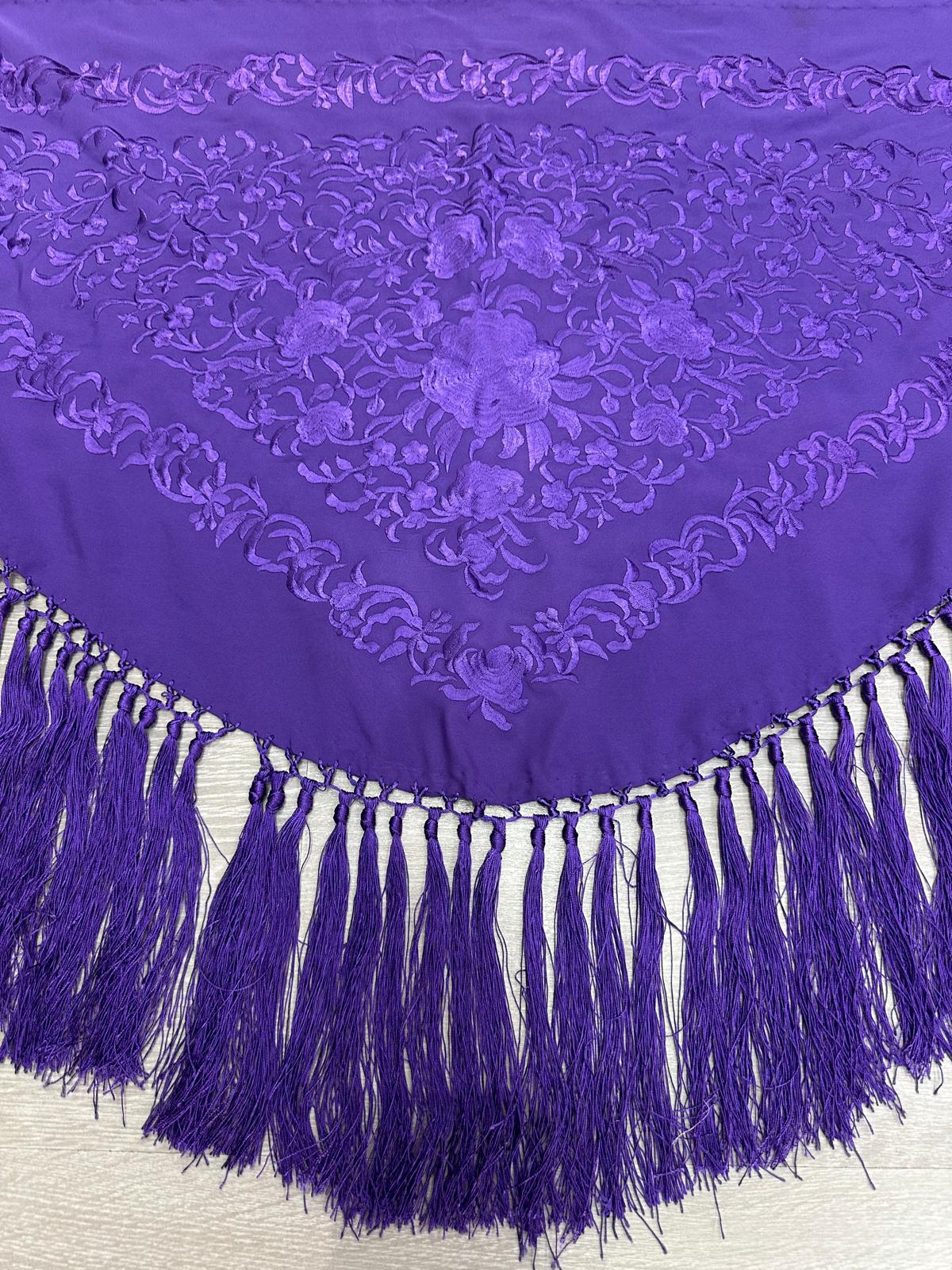 Pico crepé fleco a mano-morado-1,50x 50 |Modelo 71
